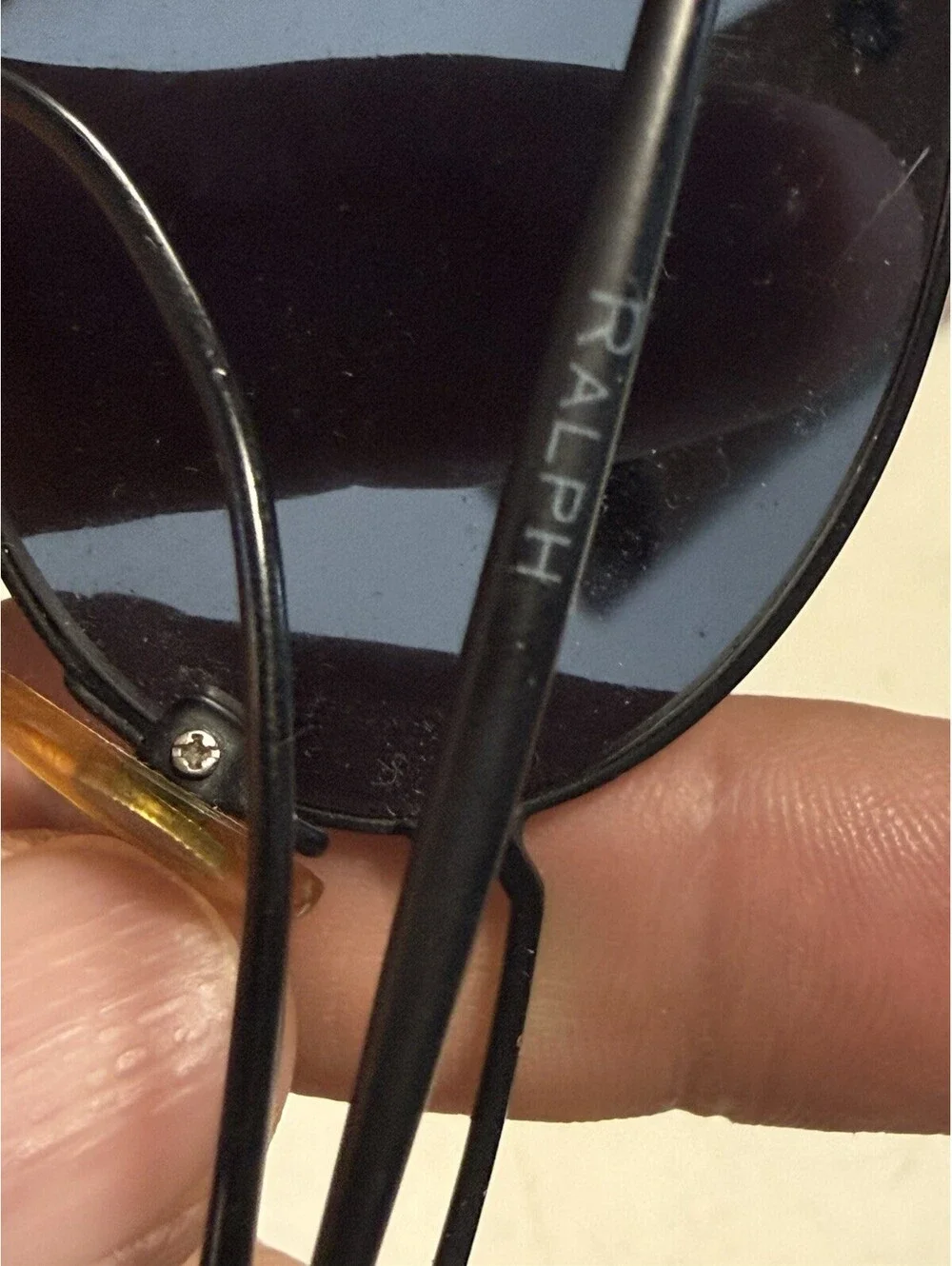 Polo Ralph Lauren Vintage Sunglasses Black Metal  Blue Lens